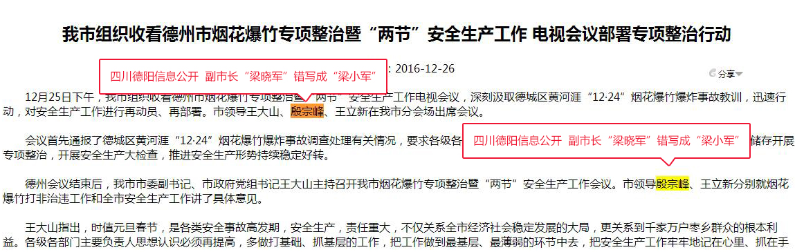 严重错误、领导人名监测